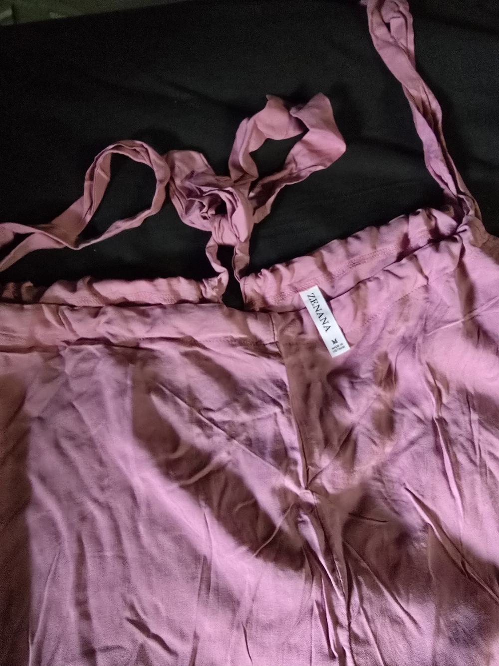 Zenana Outfitters Dusty Rose Tie-Strap Wide-Leg Jumpsuit - Picture 2 of 2